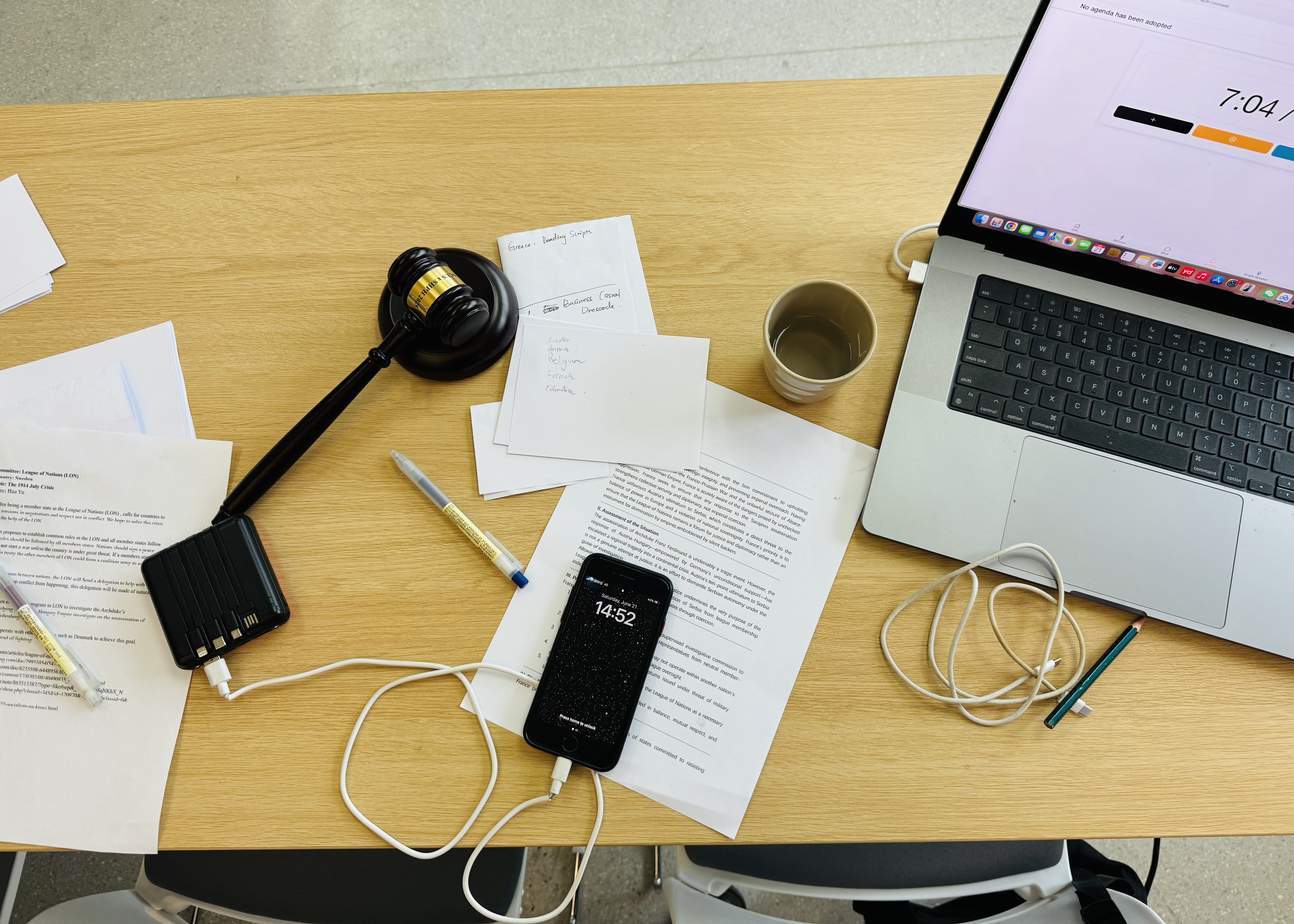 Director's desk with gavel